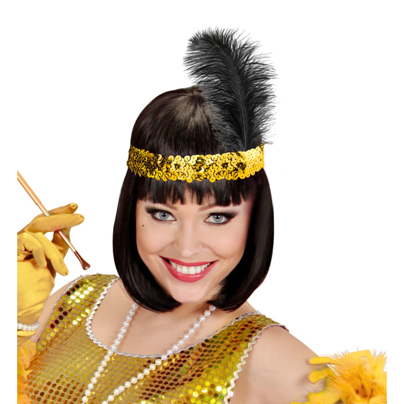 Čelenka Charleston s flitrami, zlatá